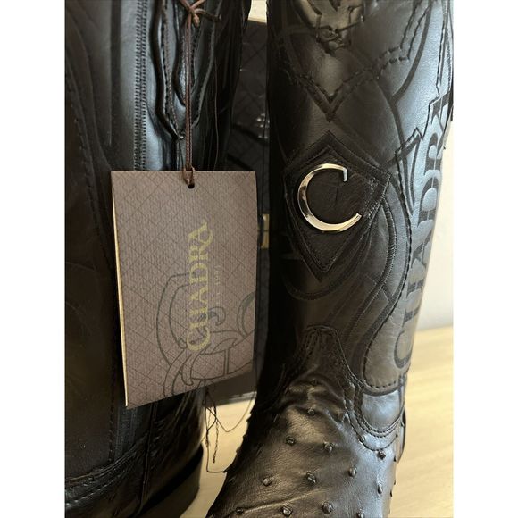 Cuadra Men Sz 9 Black Ostrich Traditional Cowboy Western Boot made by Cuadra - Picture 4 of 15